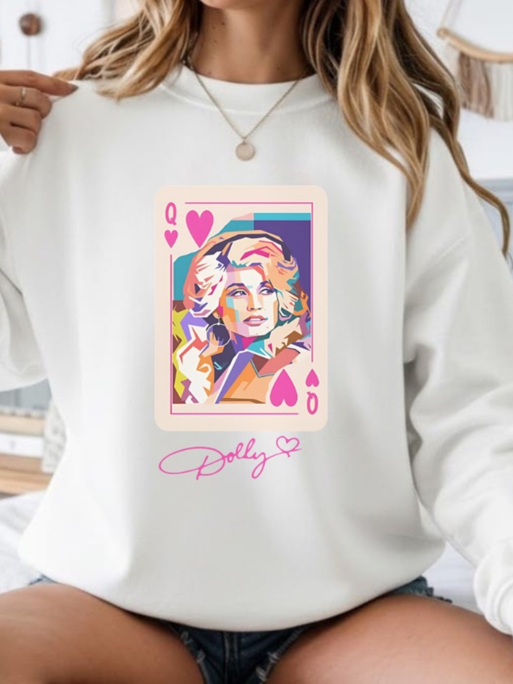 Queen Of Heart Dolly Parton Classic Country Music Legend Retro Western Sweater